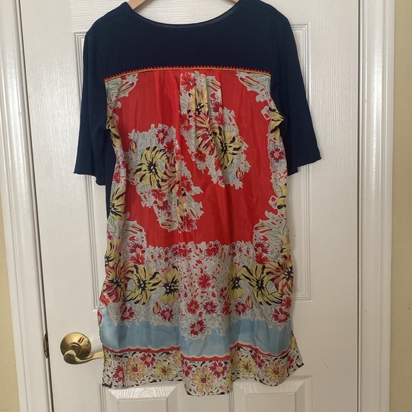 Johnny Was Silk Cotton Embroidered Short Sleeve Top Relaxed Fit Size S Blue - Picture 5 of 12